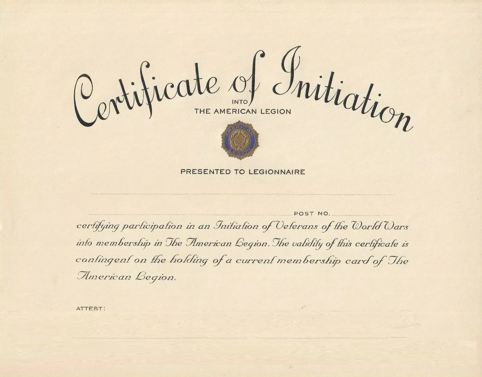 Certificate of Initiation